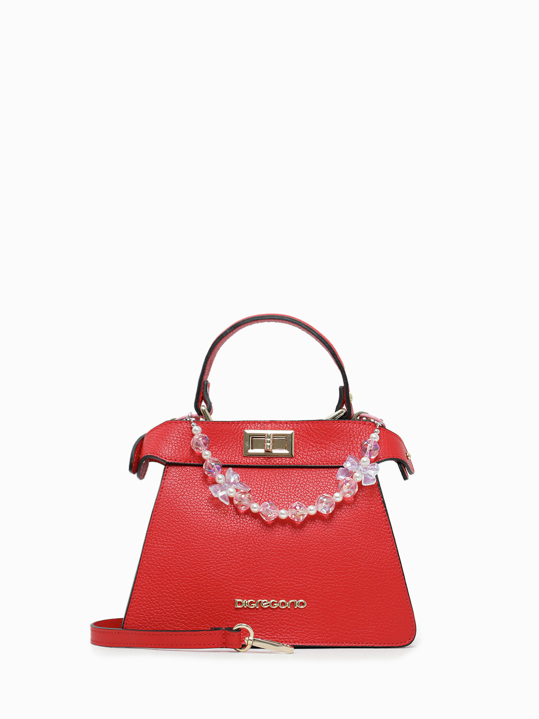 Сумка с подвеской в виде платка-твилли от Di Gregorio в красном цвете