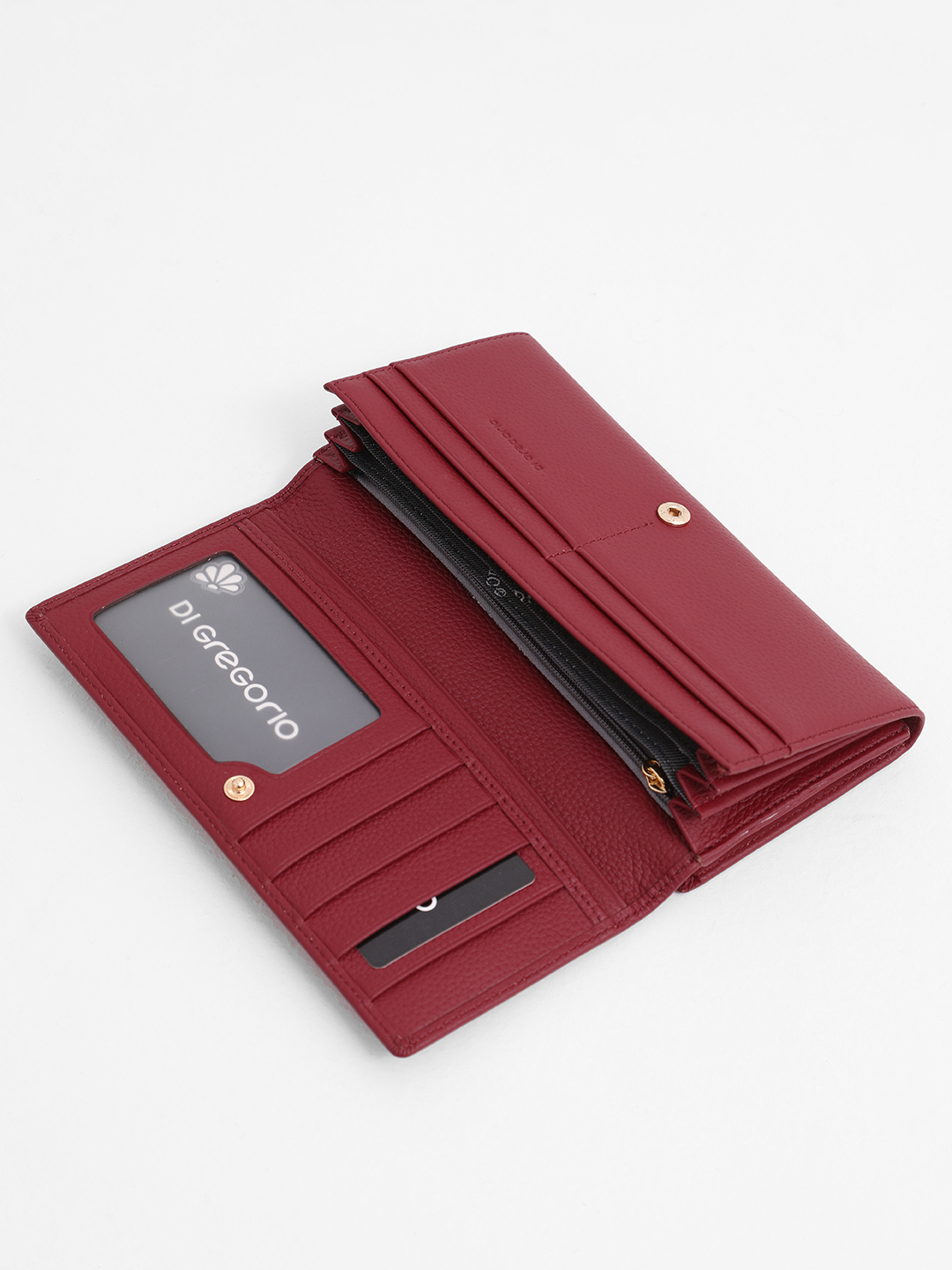 Кошелёк-бумажник с именными буквами Di Gregorio бордового оттенка