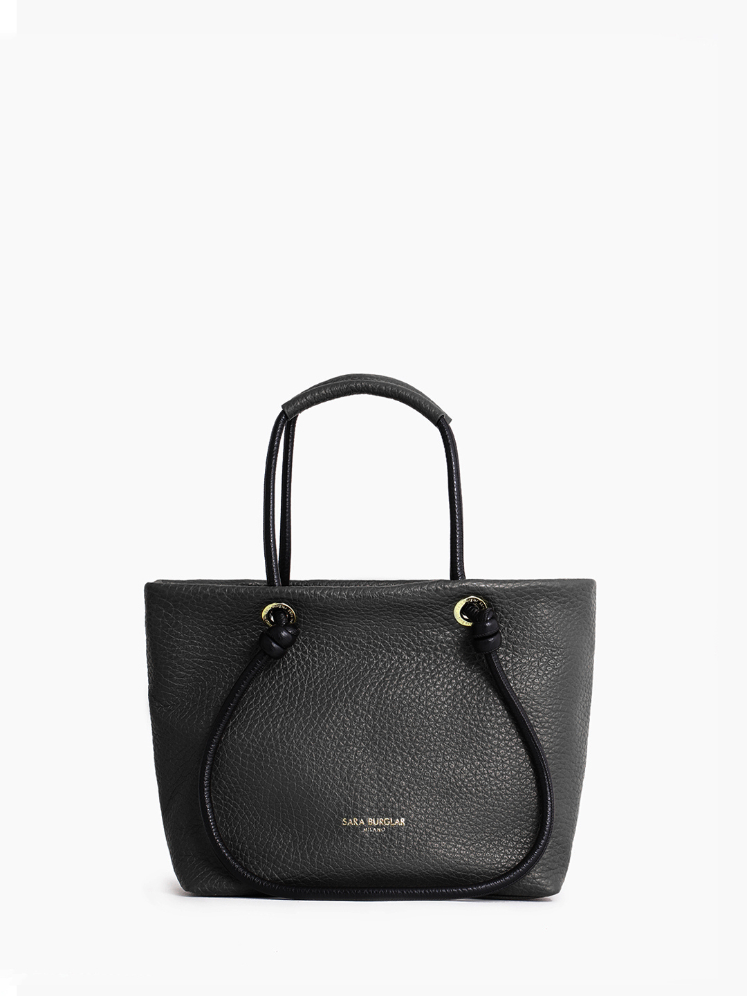 Сумка-шоппер в размере М с двойными ручками с узлами от Sara Burglar в чёрном цвете