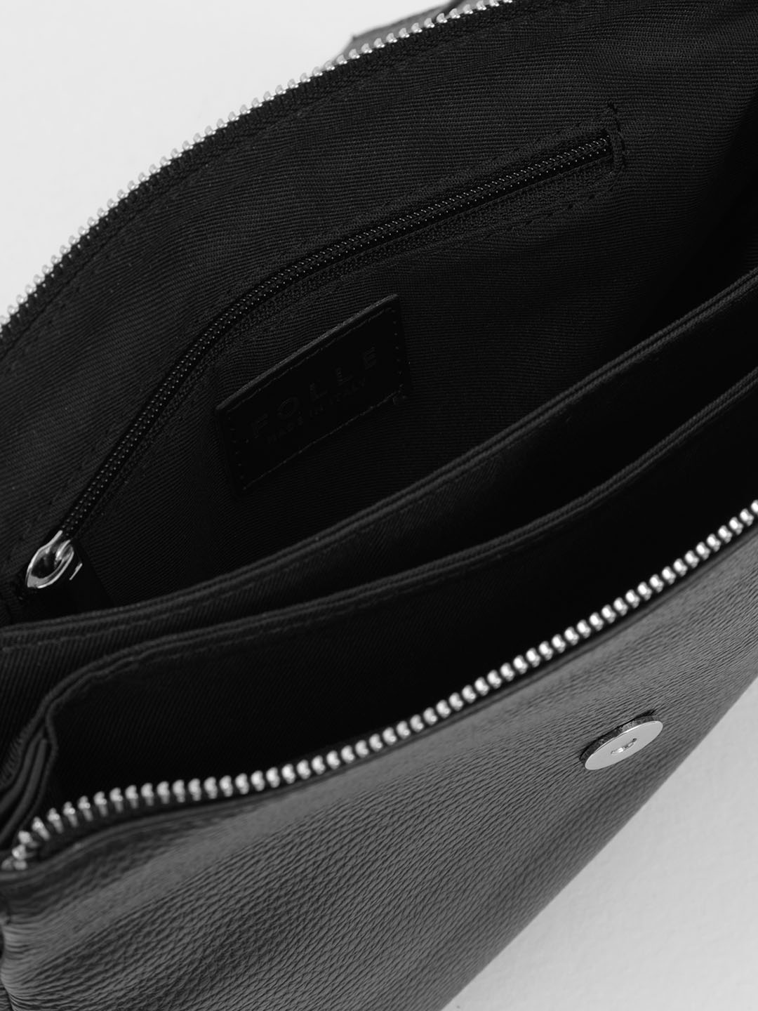 Кросс-боди от Folle прямоугольной формы с клапаном из натуральной кожи черного цвета