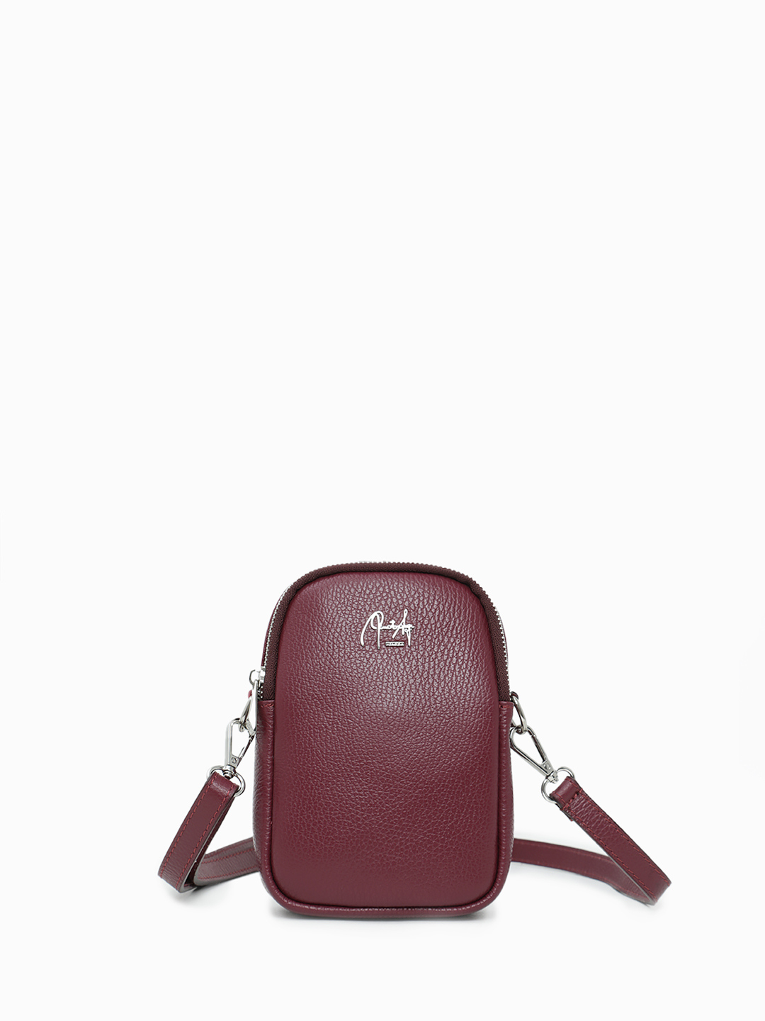 Мини-сумка для телефона с двумя отделениями на молнии от Renato Angi бордового цвета