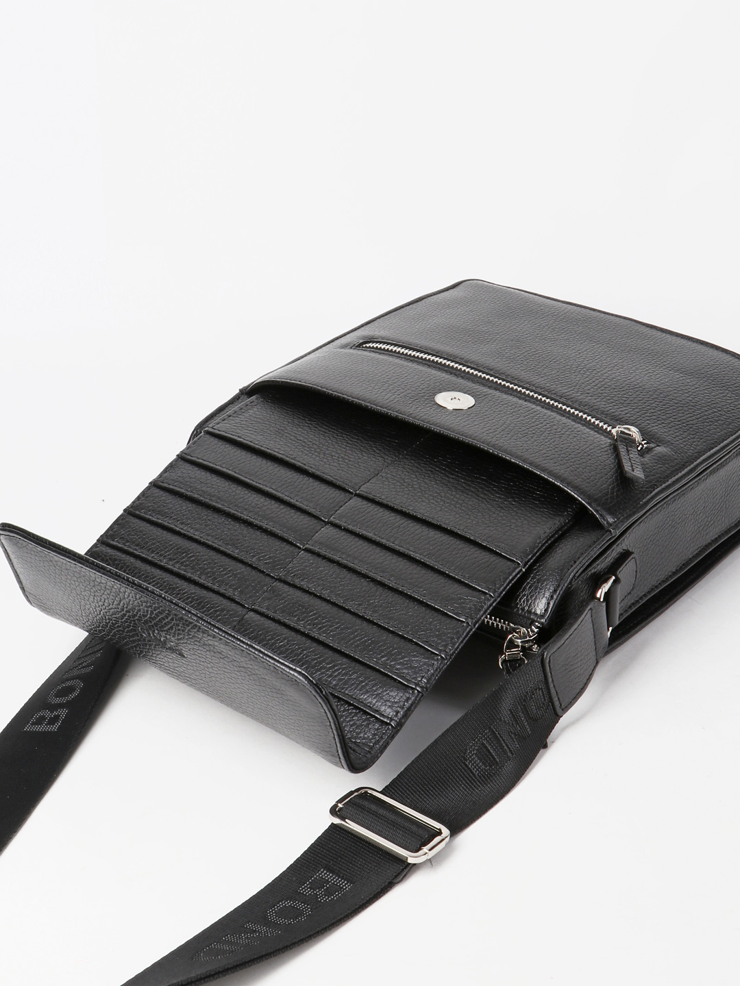 Мужской планшет с передним карманом от Bond из натуральной кожи черного цвета