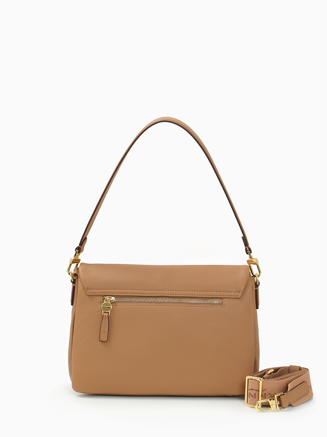 Прямоугольная сумка с именным ремнём от NANNINI в оттенке кэмел