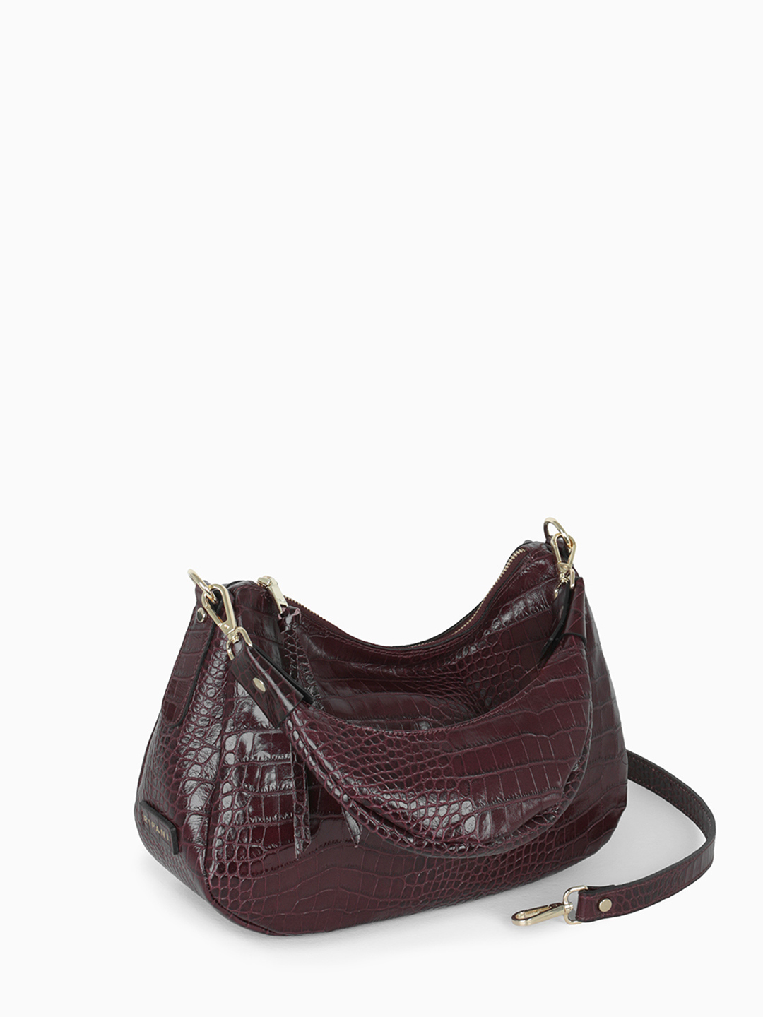 Мешок с сумкой-ручкой от RIPANI в бордовой коже со штампом под крокодила