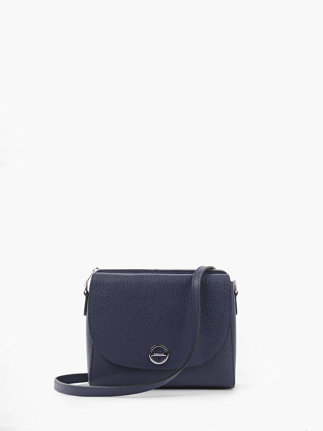 Кросс-боди на плечо с тремя отделениями и круглой фирменной фурнитурой от FOLLE в синем цвете