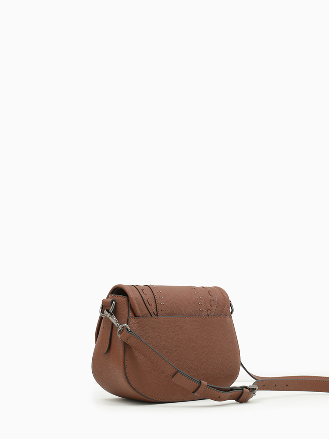 Кросс боди от Cromia в натуральной коже орехового цвета с клепками и плетением