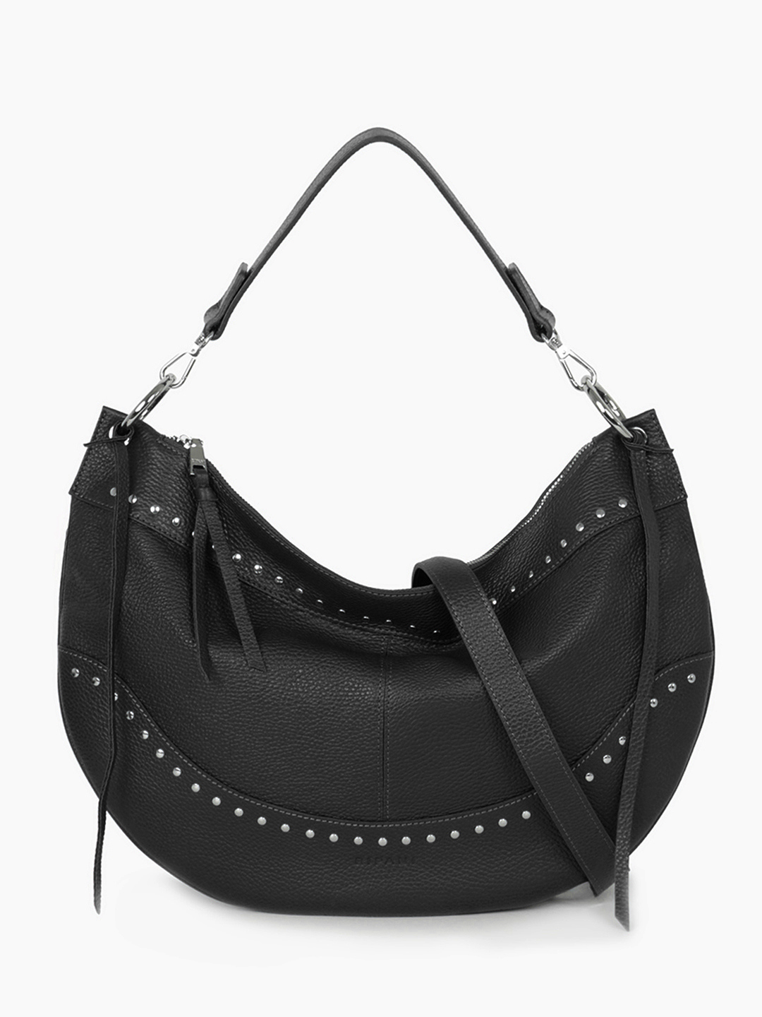 Сумка-мешок с клёпками в форме луны от RIPANI в чёрном цвете