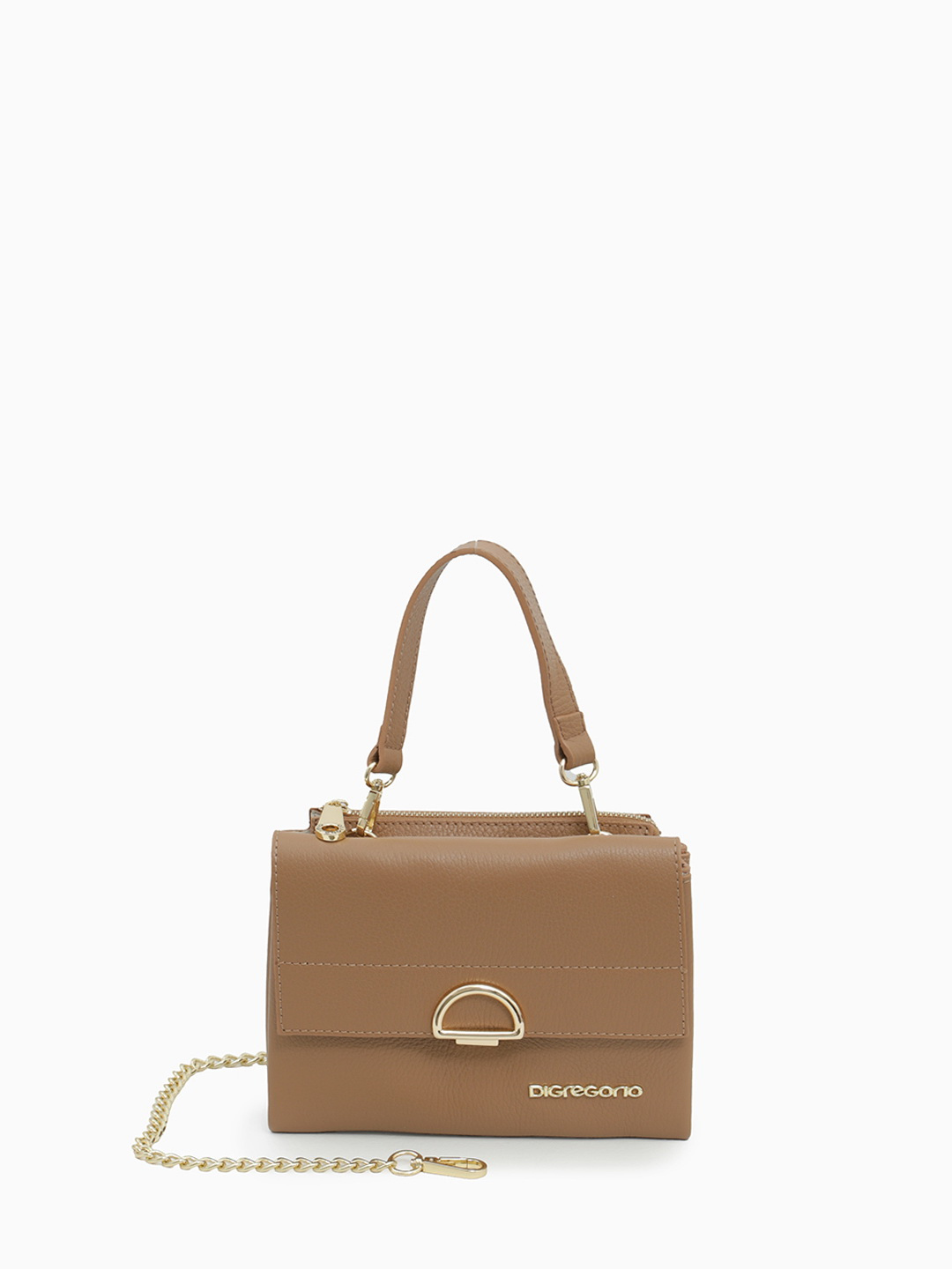 Сэтчел с декоративной пряжкой от Di Gregorio орехового цвета