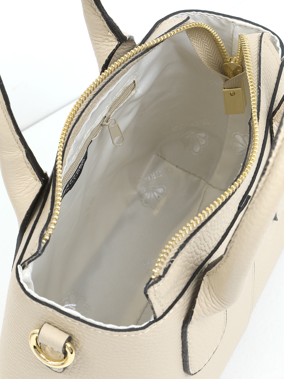 Сумка-тоут в размере S с гравировкой логотипа Di Gregorio в оттенке латте