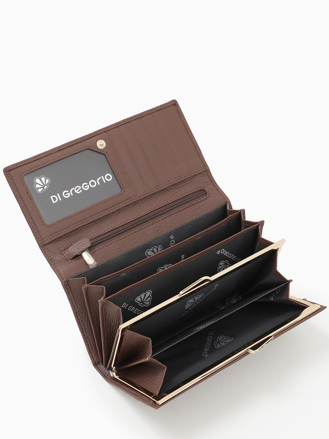 Прямоугольный бумажник с логотипом Di Gregorio коричневого цвета 