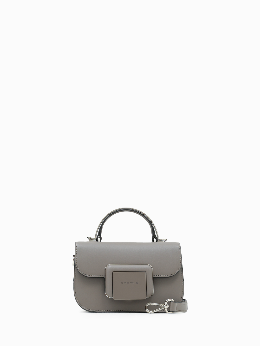 Кросс боди от Cromia в натуральной гладкой коже цвета тауп с фирменной матовой металлической фурнитурой