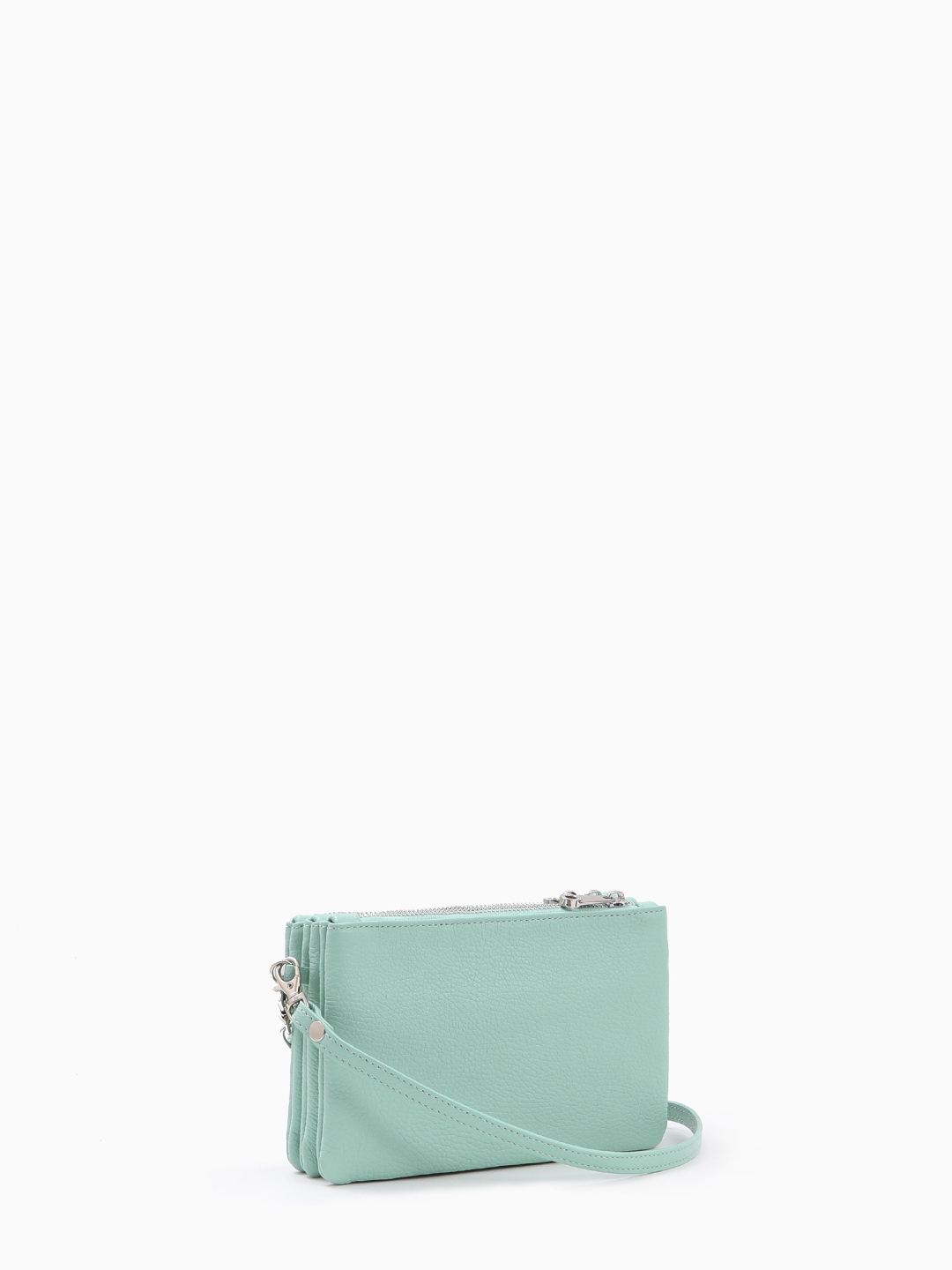 Кросс-боди с тремя отделениями на молнии и дополнительной ручкой-цепью в бирюзовом цвете от Di Gregorio