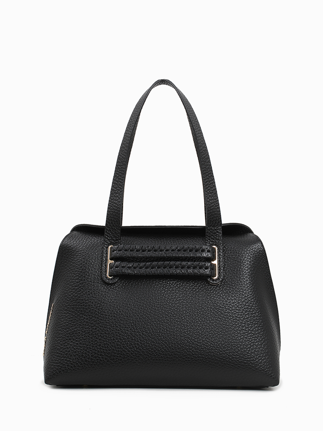 Классическая сумка с контрастным ярким подкладом от Carlo Salvatelli чёрного цвета