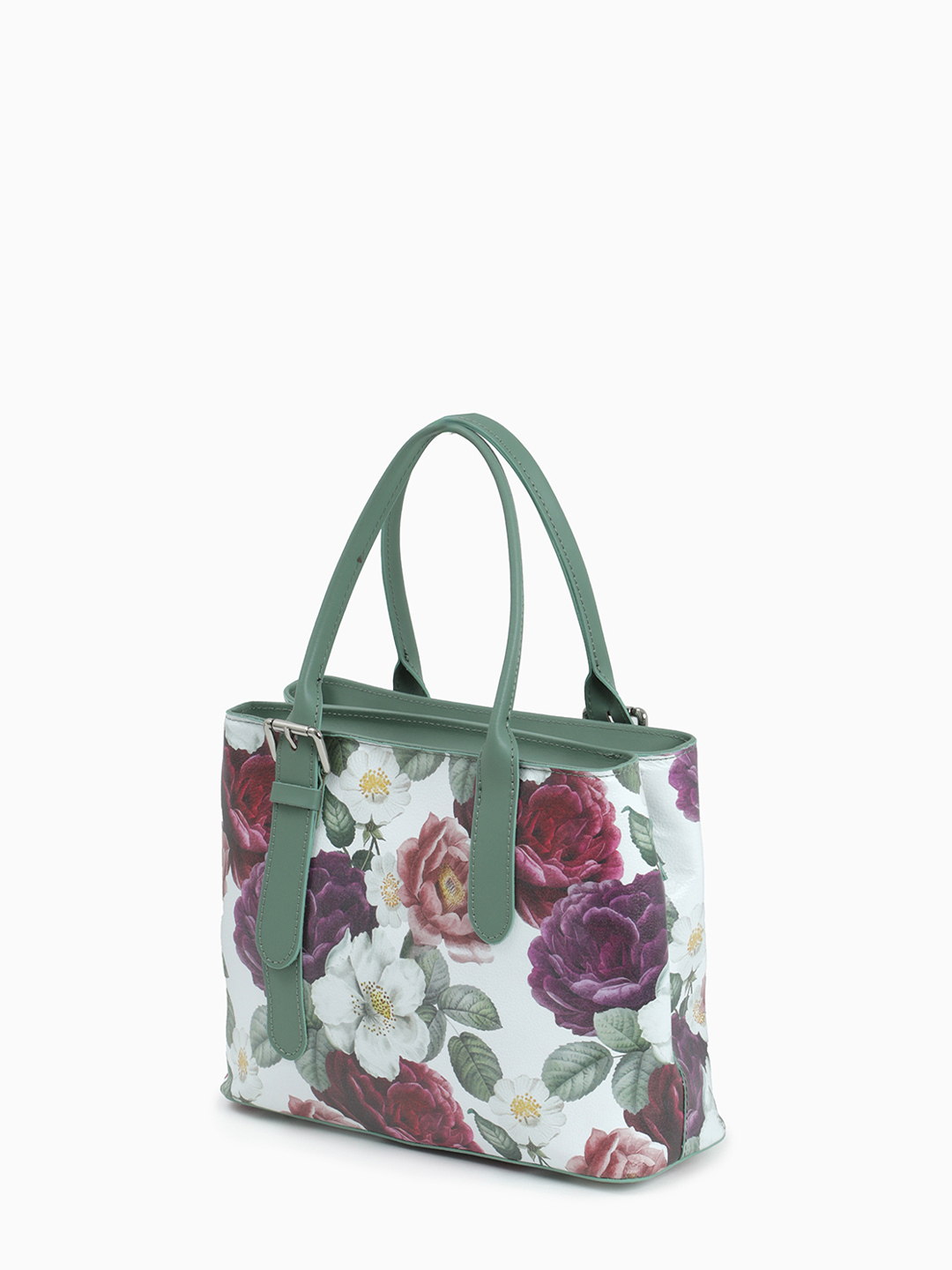 Сумка-тоут с цветочным принтом и ручками мятного оттенка от Folle