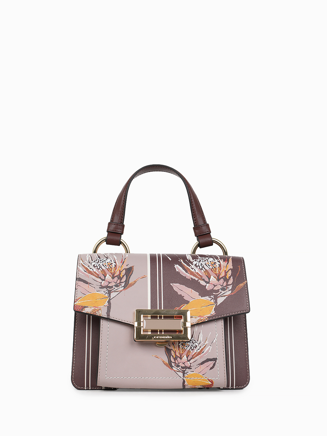 Сэтчел с принтом от бренда CROMIA в коричнево-нюдовых тонах