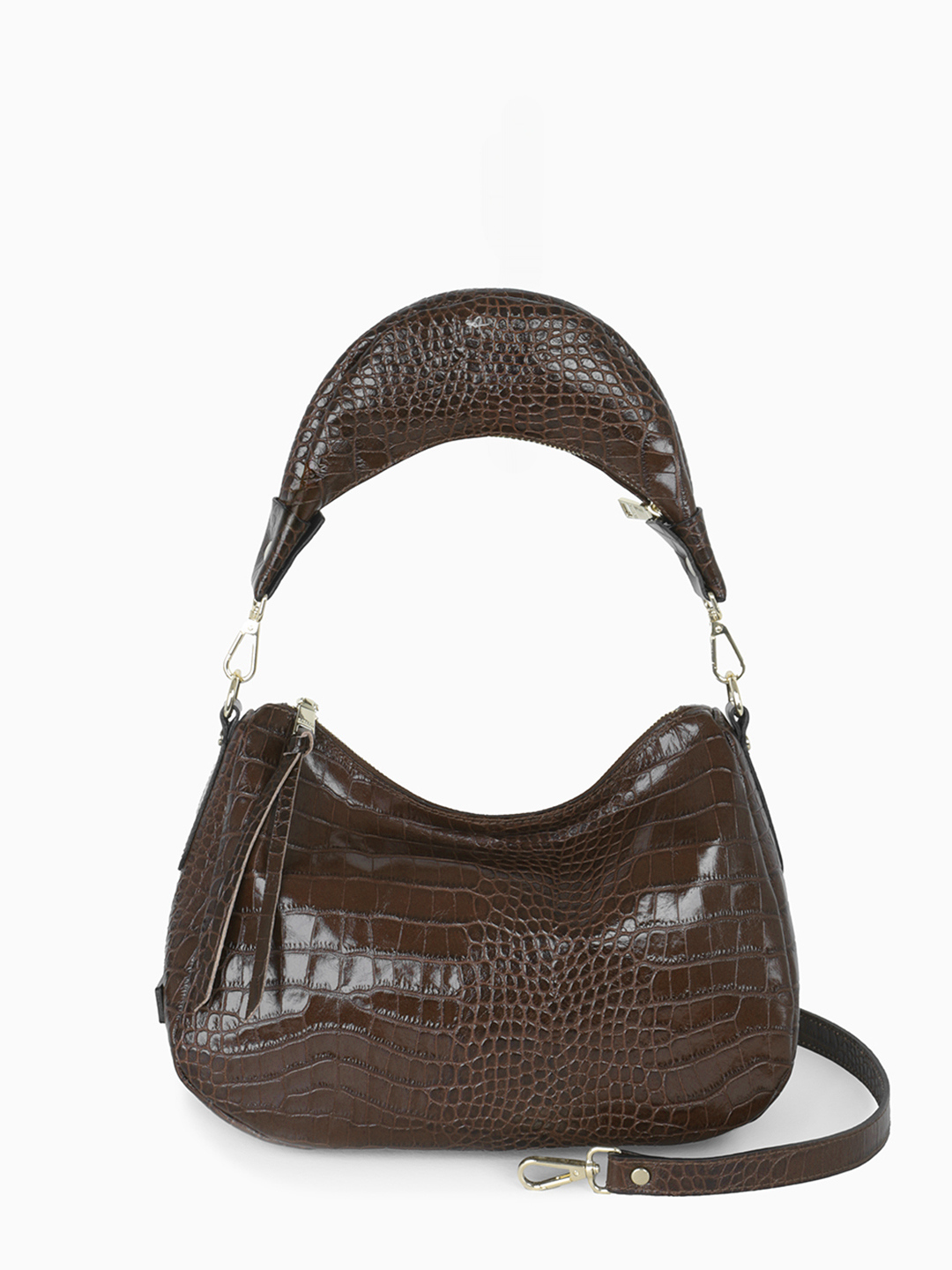 Мешок с сумкой-ручкой от RIPANI в коричневой коже со штампом под крокодила