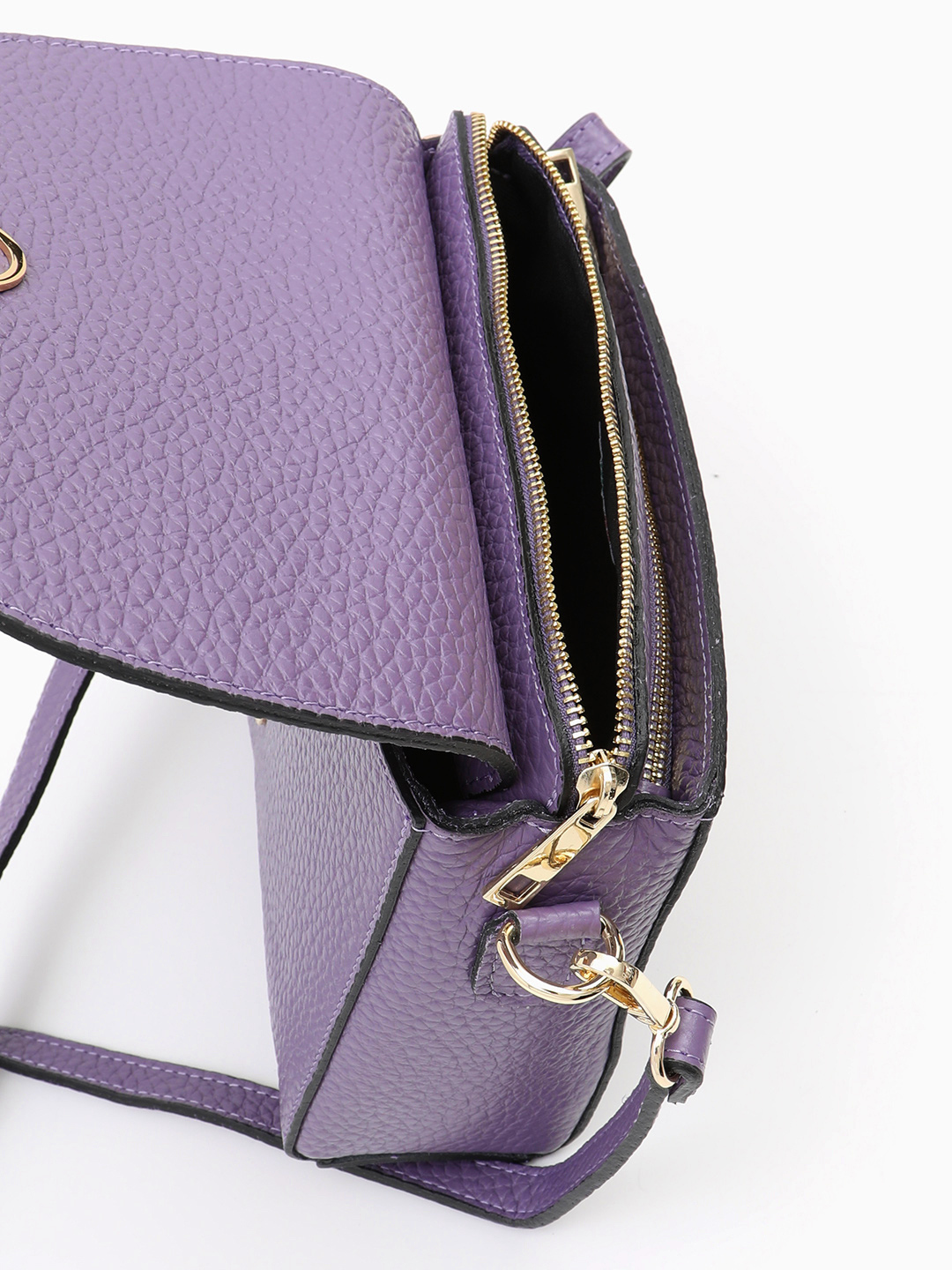 Кросс-боди на плечо с тремя отделениями и круглой фирменной фурнитурой от FOLLE в сливовом оттенке