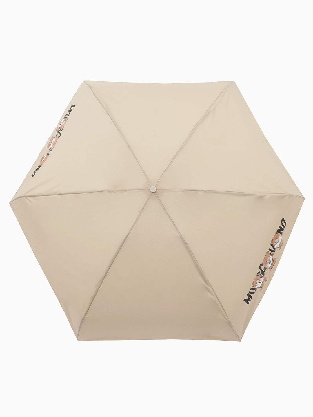 Зонт супермини от Moschino с тремя медведями в чехле в бежевом цвете