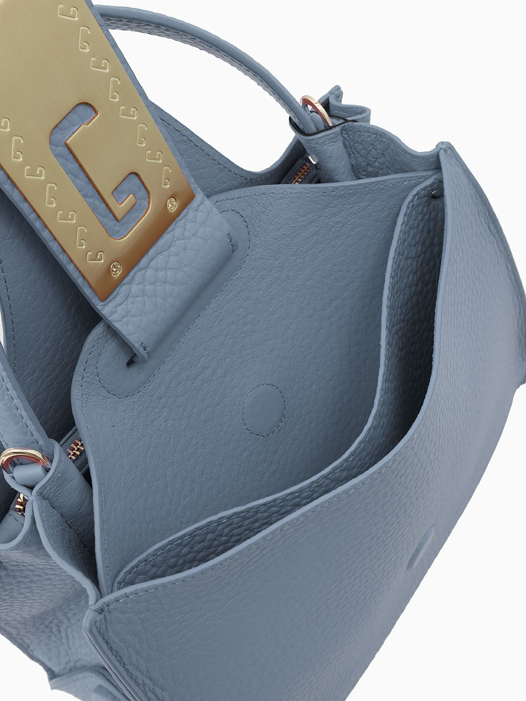 Однорукий тoут с металлической пряжкой с монограммой Gironacci джинсового оттенка