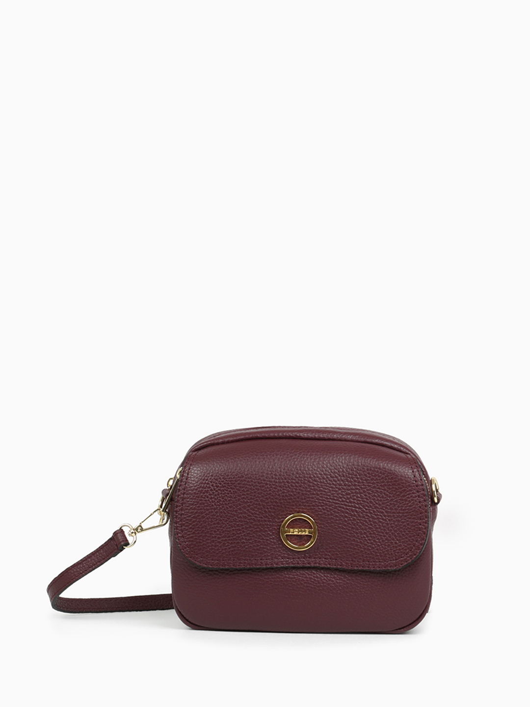 Кросс-боди c клапаном с фирменной круглой фурнитурой от FOLLE в бордовом цвете