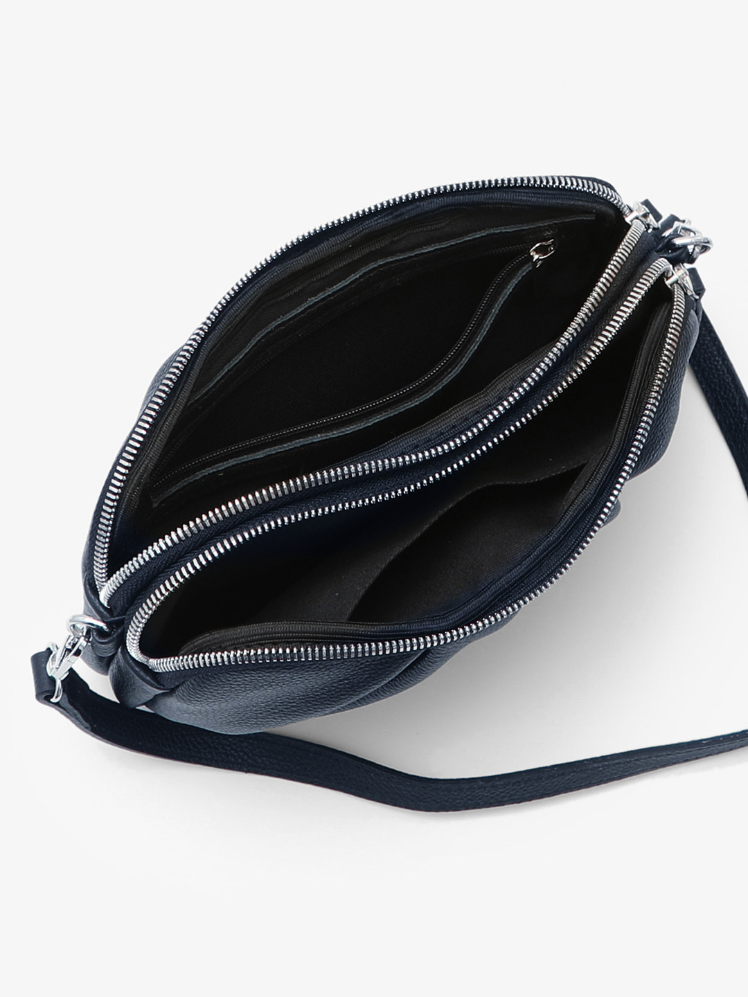 Сумка кросс-боди от FOLLE прямоугольной формы из натуральной кожи синего цвета