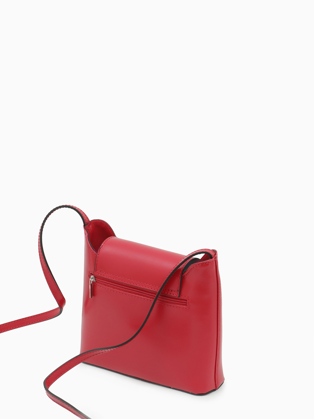 Кросс-боди с длинным плечевым ремнём от FOLLE из натуральной кожи vacchetta красного цвета