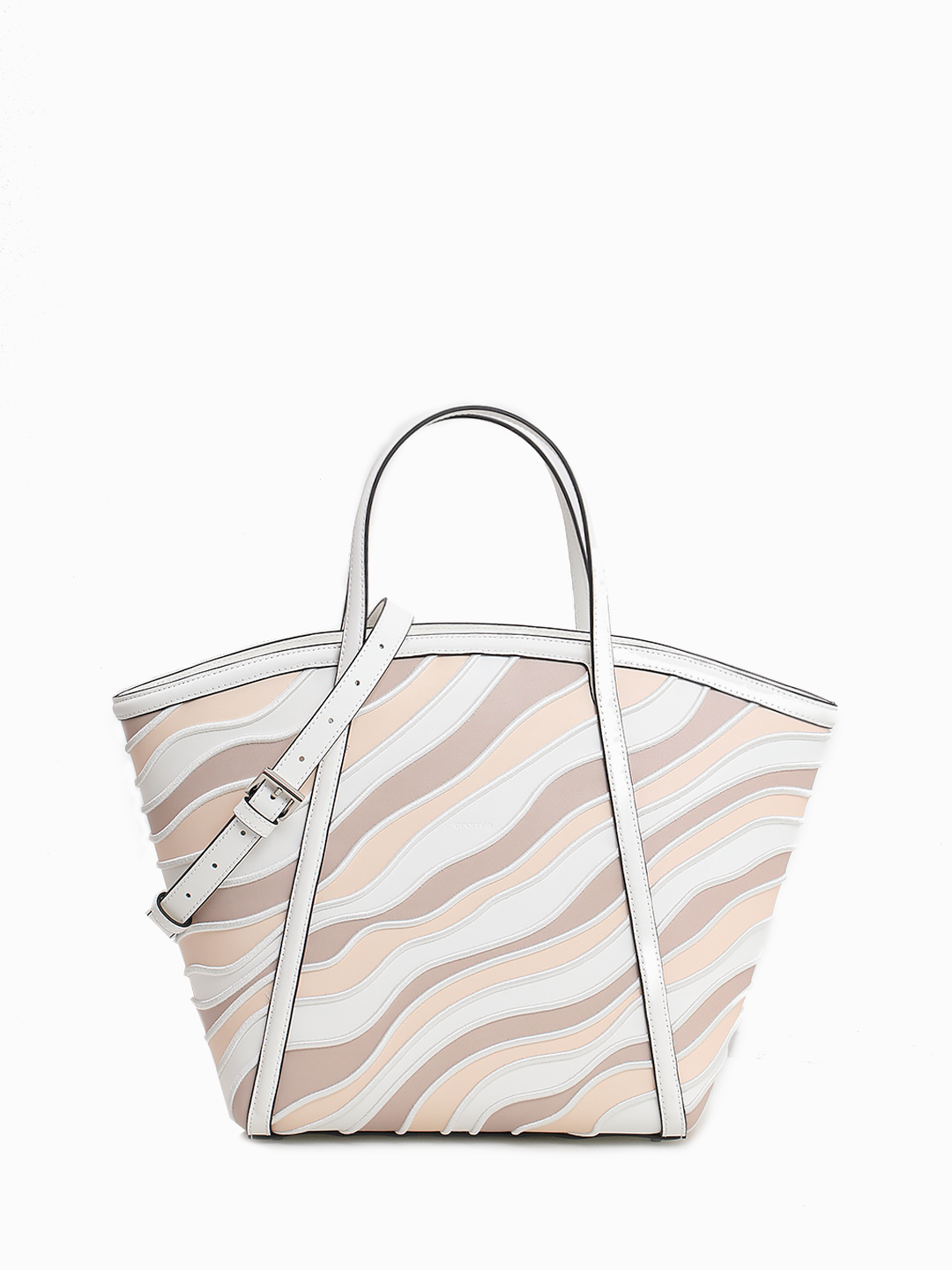 Сумка-трапеция в размере М с объёмным узором от CROMIA в белом цвете