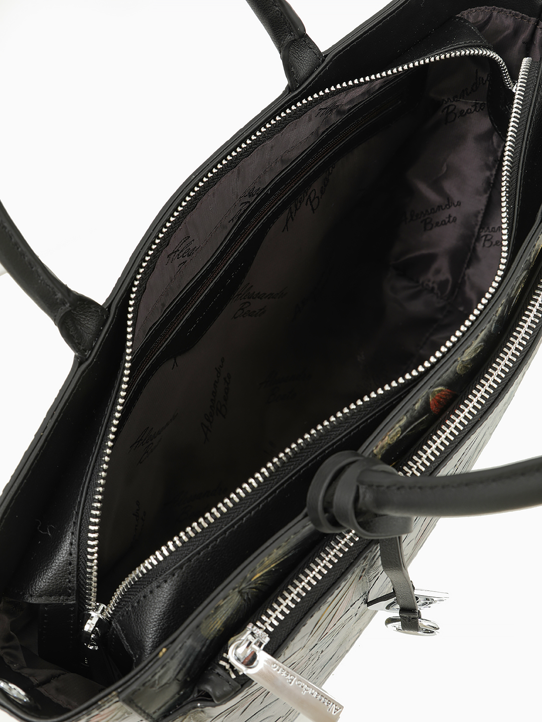 Классическая сумка от Alessandro Beato из натуральной кожи c цветочным принтом