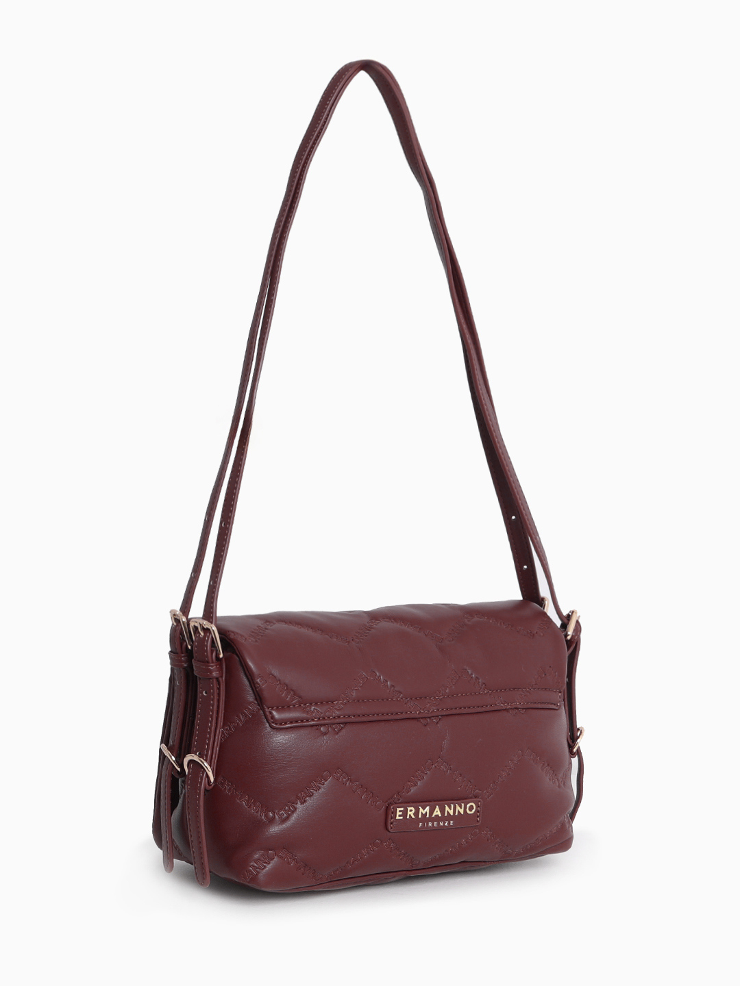 Стёганая кросс-боди на плечо с патчем с логотипом ERMANNO FIRENZE в бордовом цвете