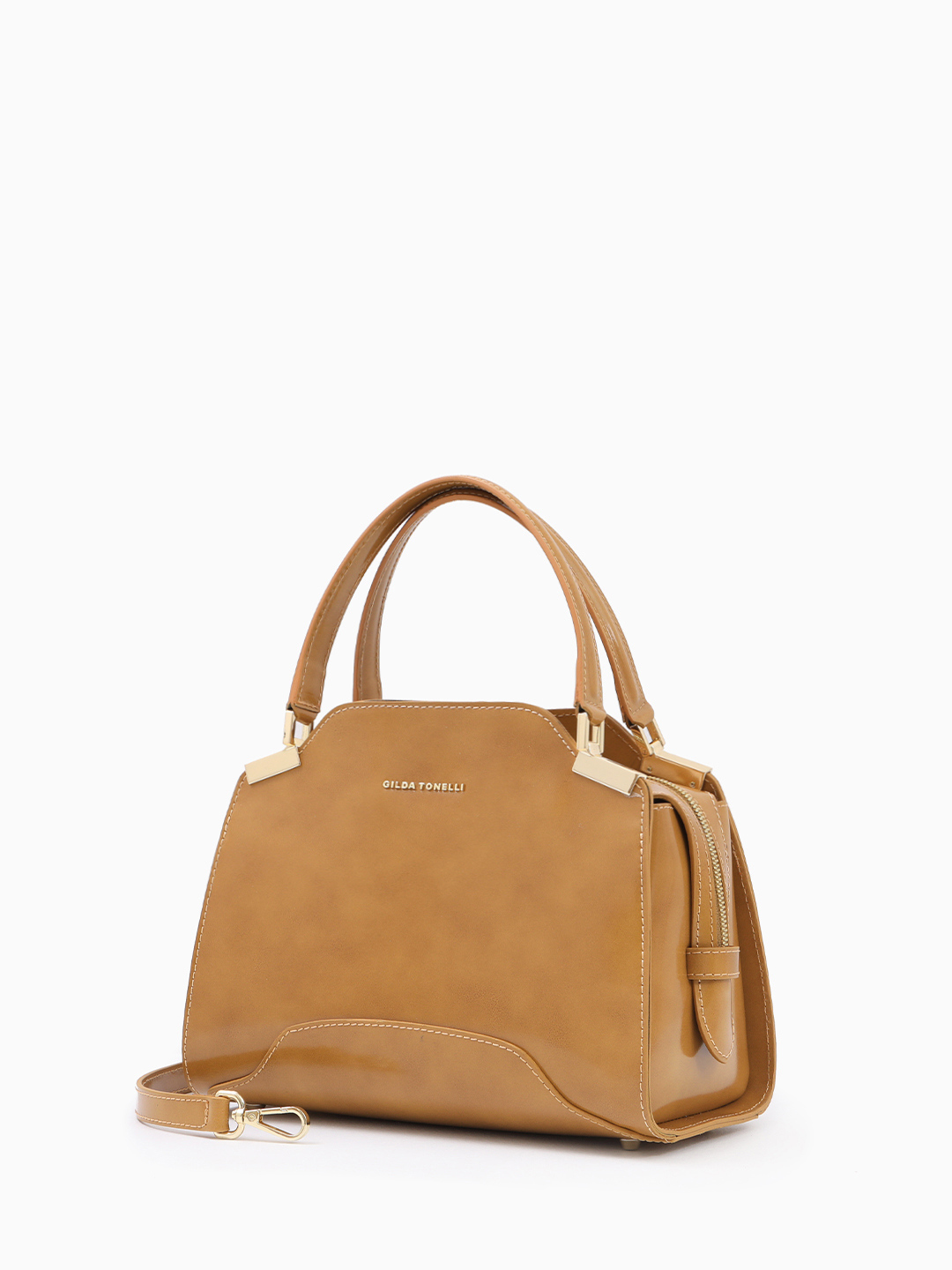 Небольшая сумка-тоут с металлическими буквами Gilda Tonelli горчичного оттенка