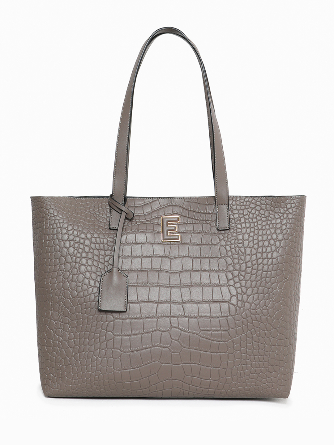 Сумка-шоппер с объёмным тиснением от ERMANNO FIRENZE в оттенке хаки