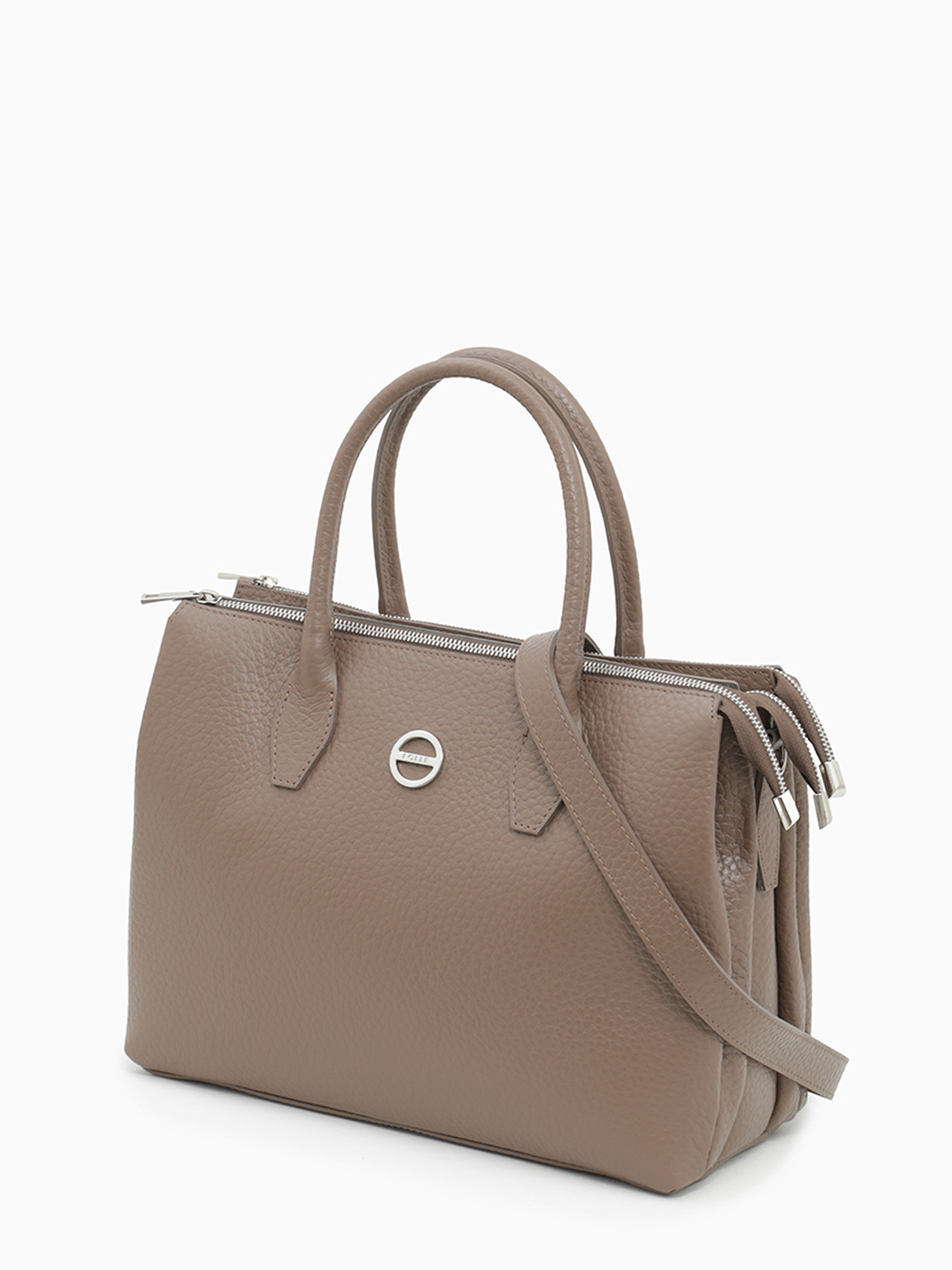 Классическая сумка с тремя отделениями от FOLLE из крупнозернистой кожи оттенка talpa