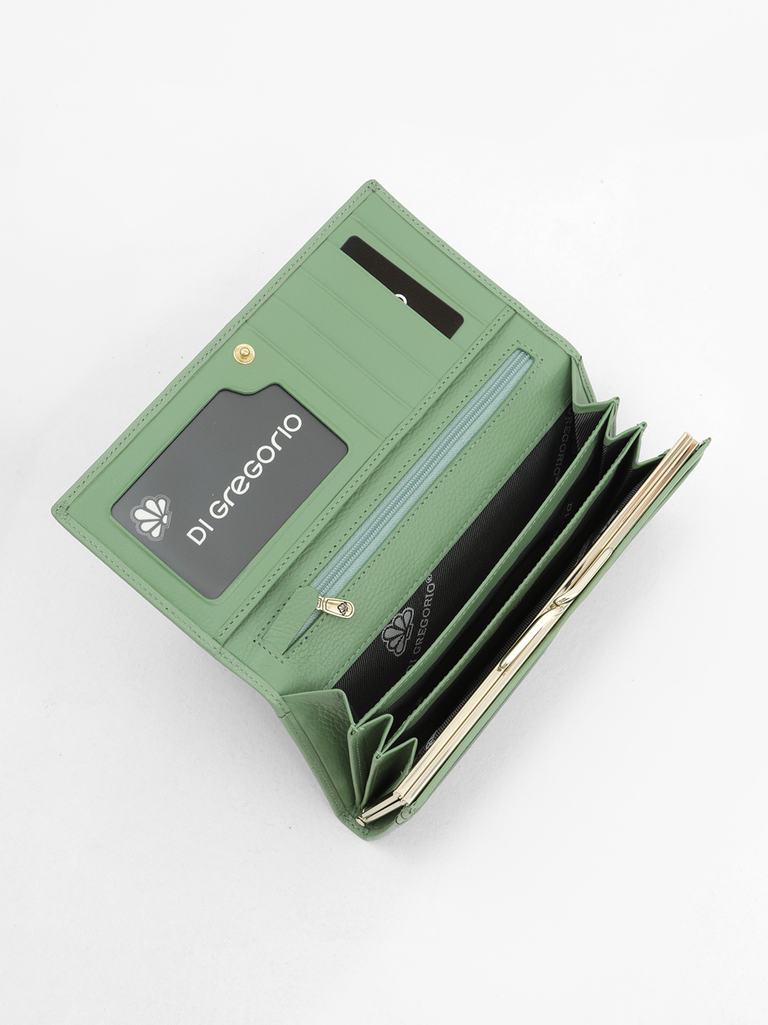 Прямоугольный бумажник с логотипом Di Gregorio в мятном оттенке