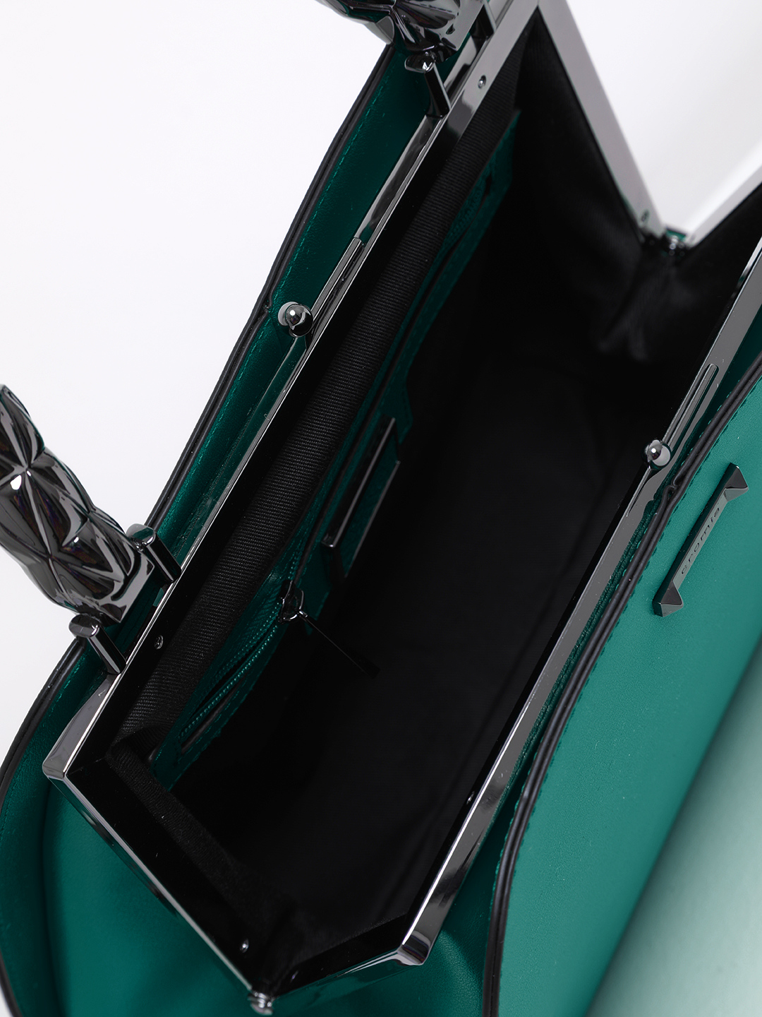 Сумка-ридикюль в размере М с комбинированной ручкой от CROMIA в зелёном цвете