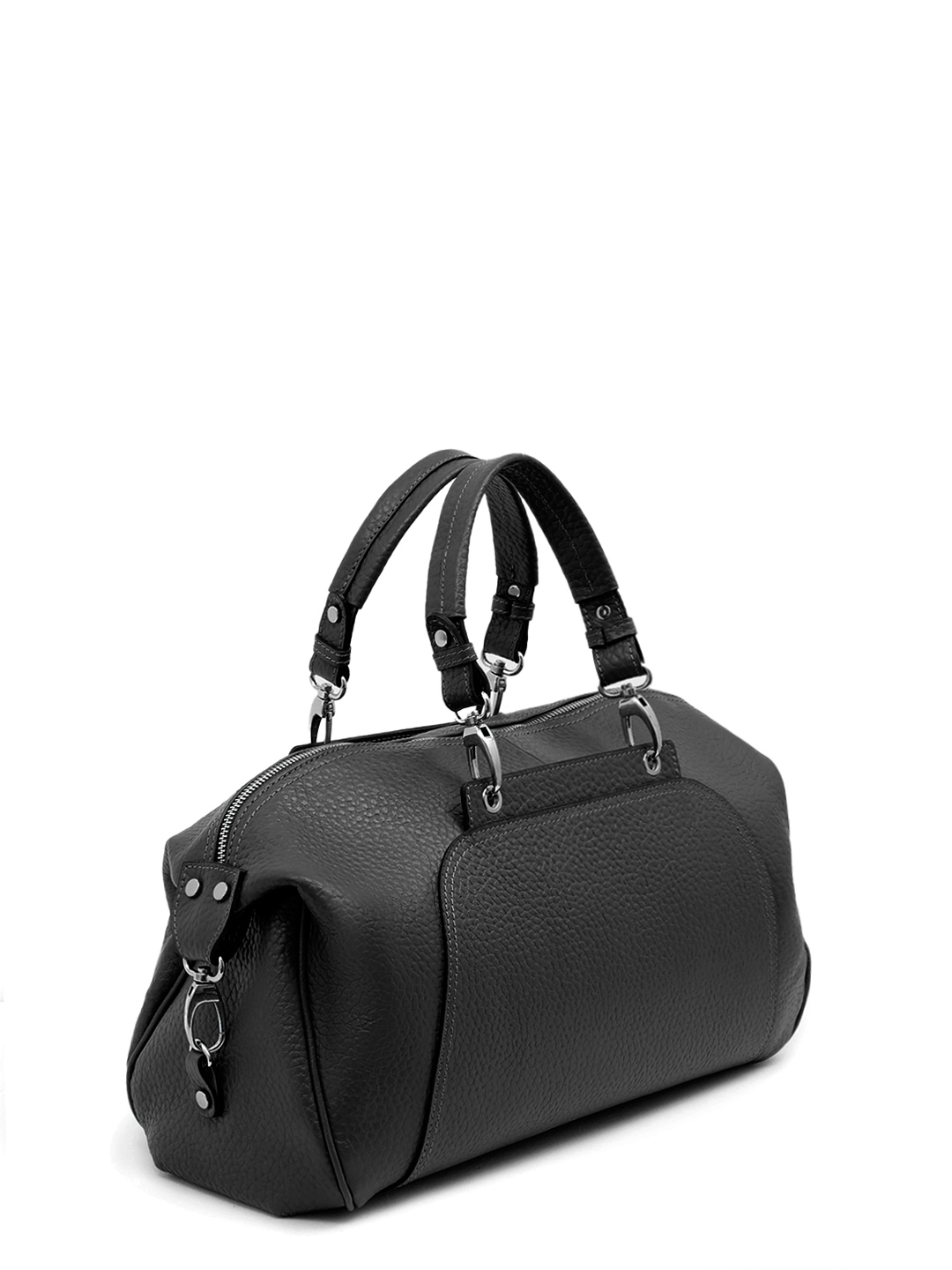 Дорожная сумка от FOLLE в крупнозернистой коже чёрного цвета