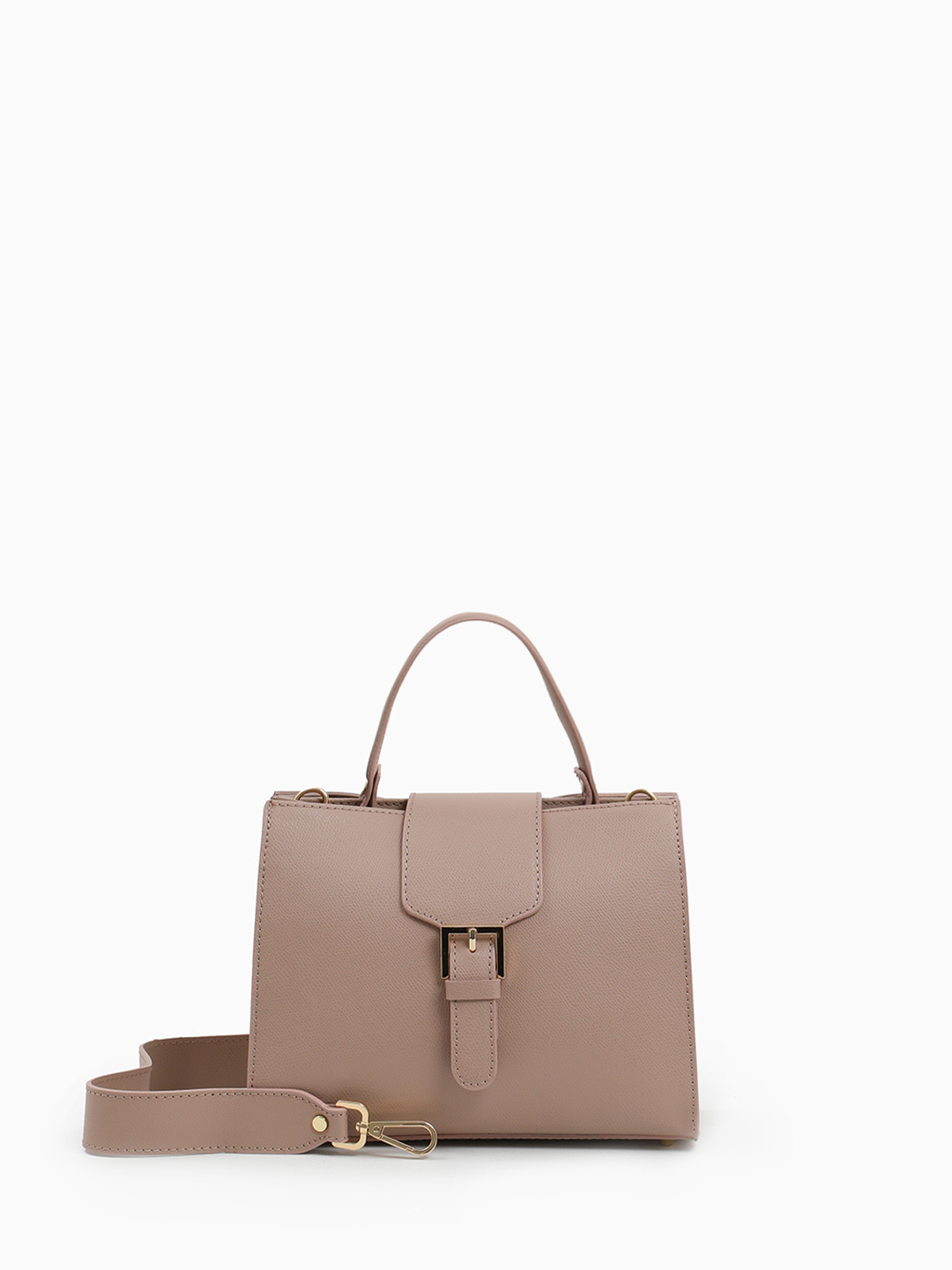Сумка-тоут CAMELIA с фурнитурой в виде ремня от BE NICE пудрового оттенка