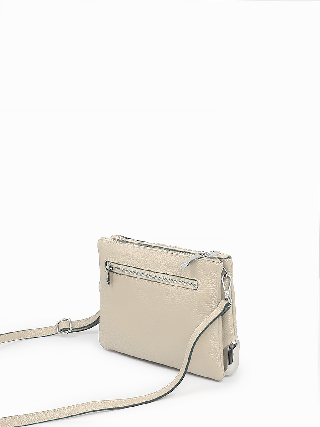 Бежевая кросс-боди с угловой металлической вставкой от Renato Angi