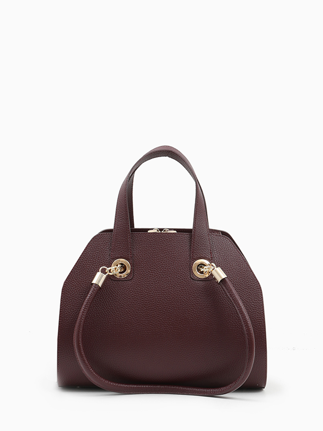 Сумка-трансформер с двойными ручками от KELLEN из нейлона и натуральной кожи бордового оттенка