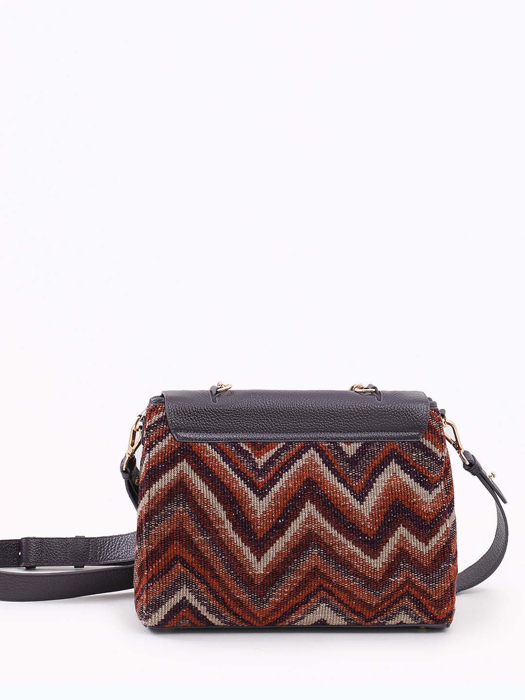 Cэтчел с головой леопарда и геометричным узором от KELLEN баклажанового оттенка