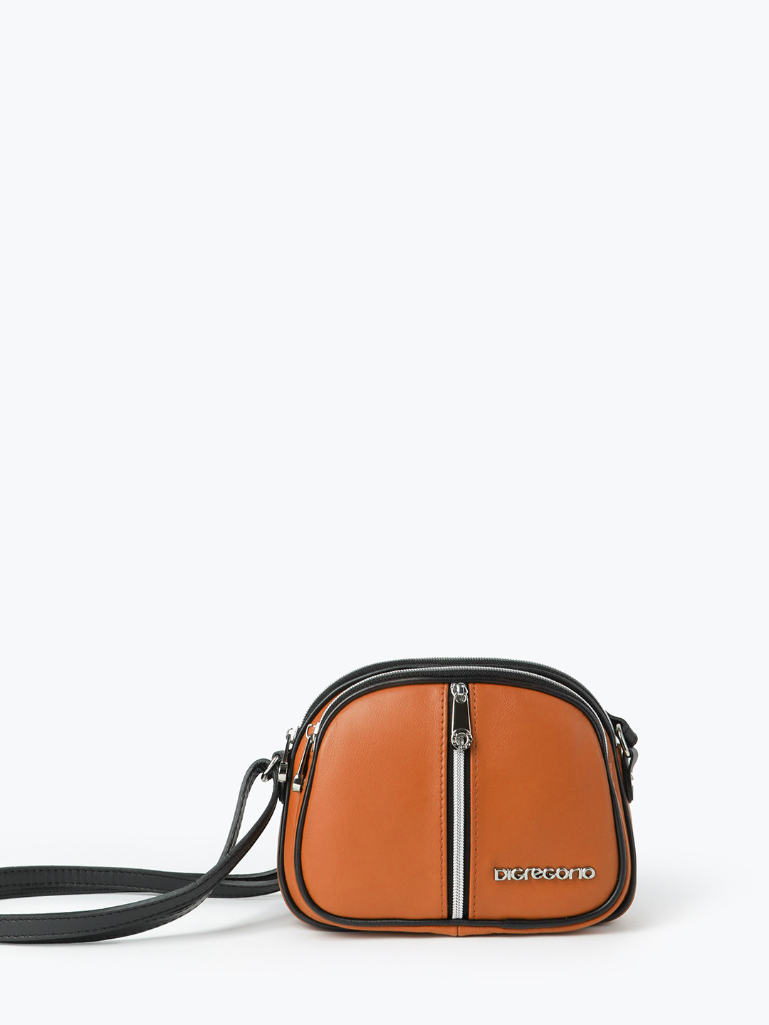 Кросс - боди с тремя молниями от Di Gregorio в рыжем цвете