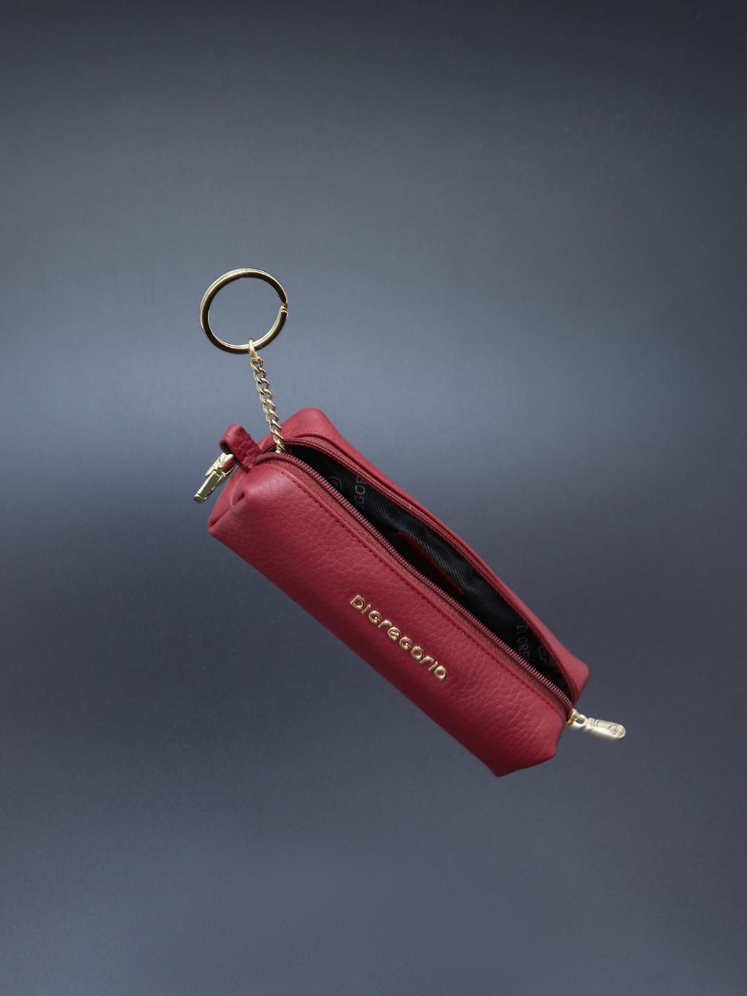 Ключница с именной гравировкой Di Gregorio бордового оттенка