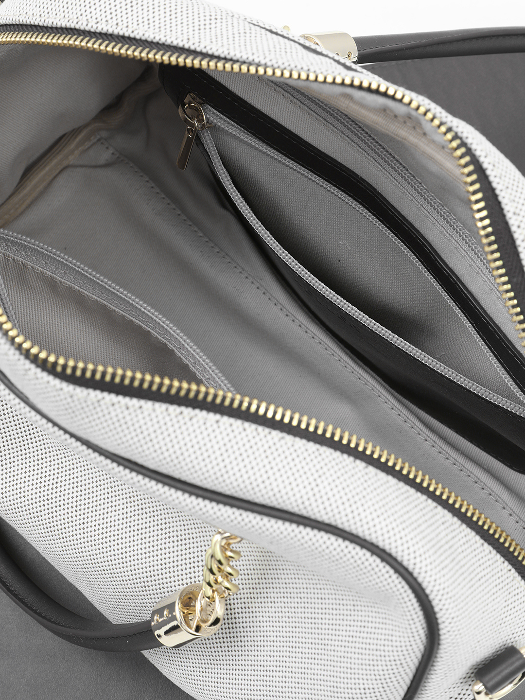 Сумка-трансформер с двойными ручками от KELLEN из текстиля и натуральной кожи чёрного цвета