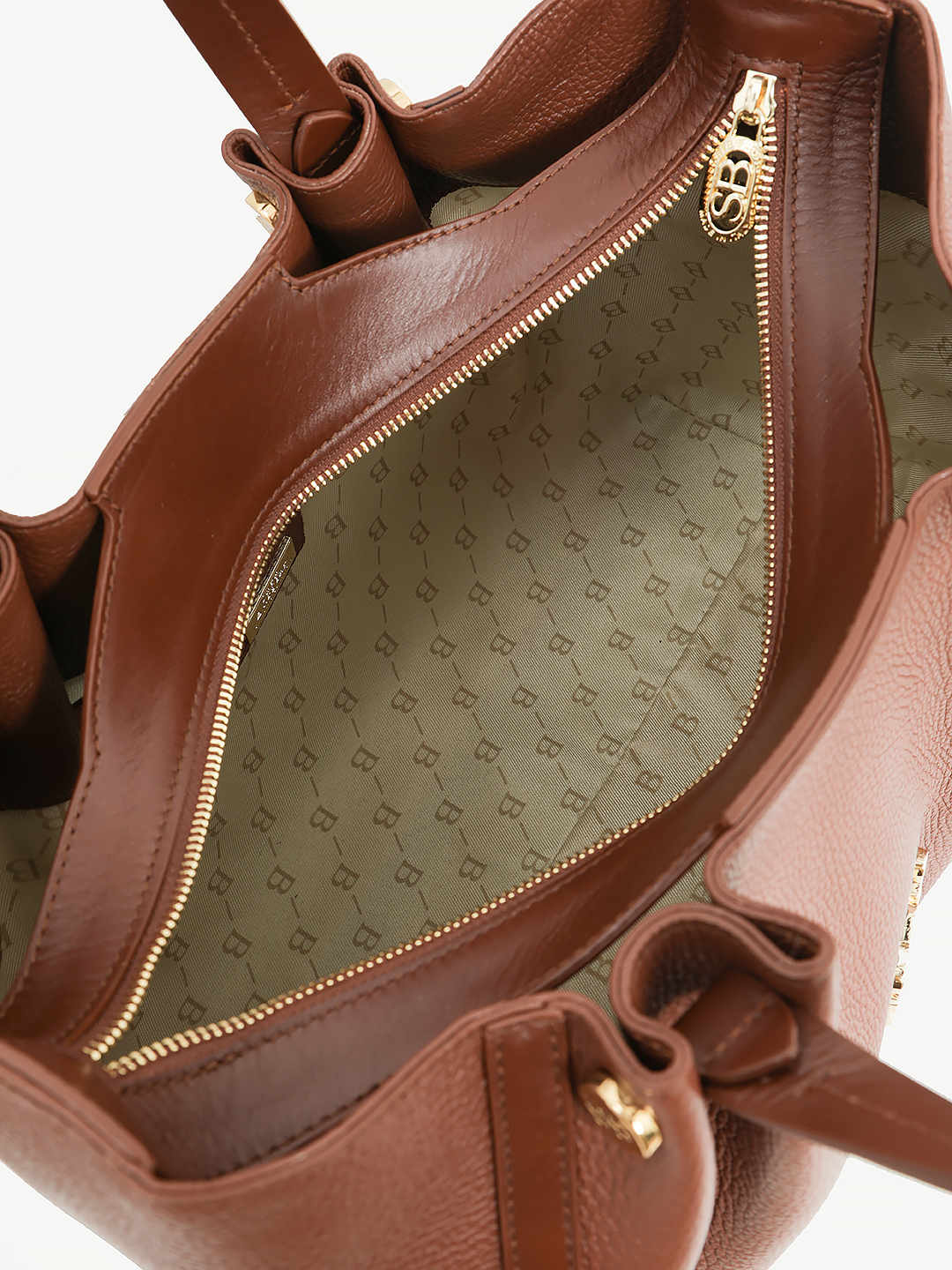 Большая классическая сумка из натуральной кожи с металлическим логотипом Sara Burglar в рыжем цвете