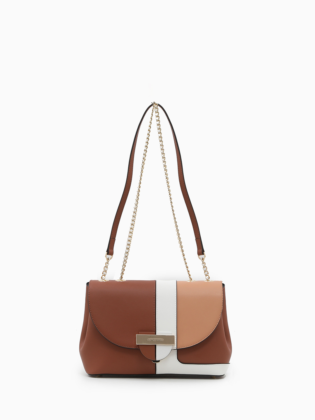 Сумка на плечо с двойным ремнём с элементами цепи от CROMIA орехового оттенка
