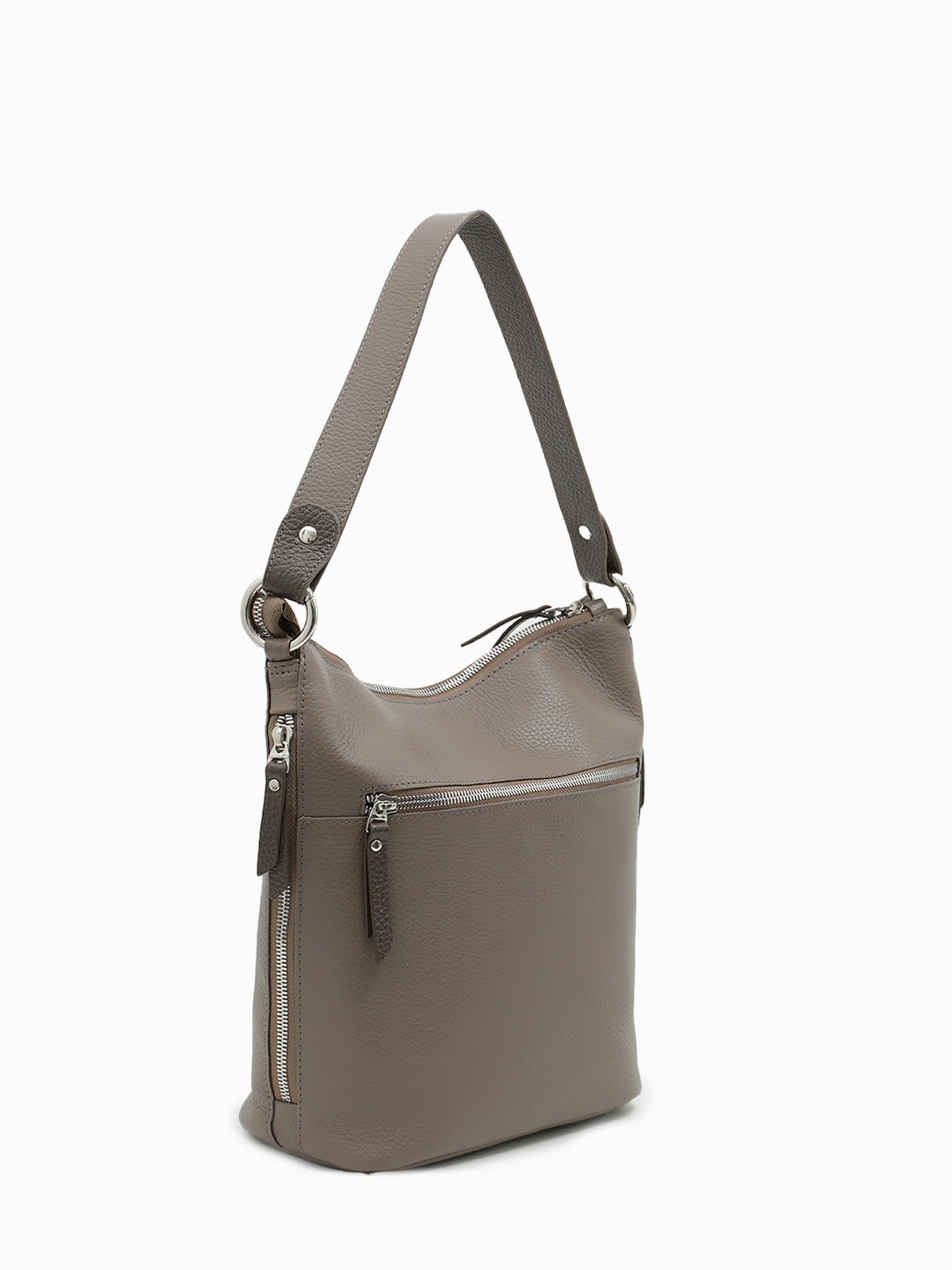 Сумка-мешок с боковыми карманами c фирменным логотипом FOLLE в оттенке тауп