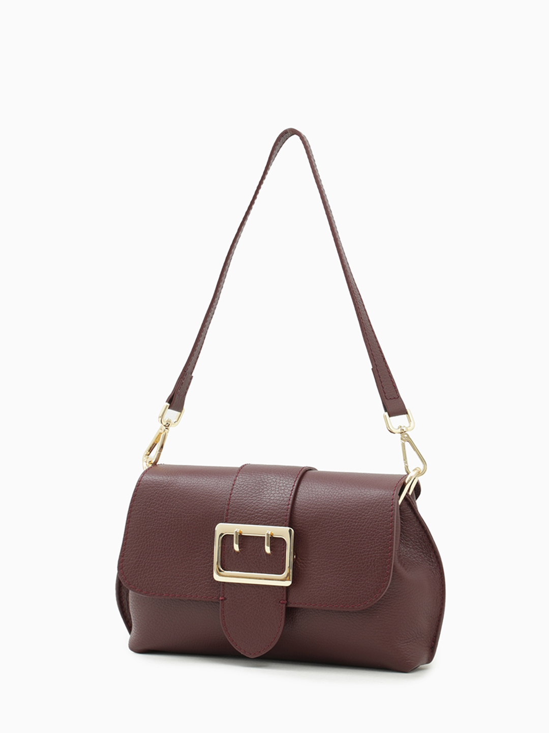 Сумка кросс-боди с фурнитурой в виде пряжки ремня от FOLLE в бордовом цвете