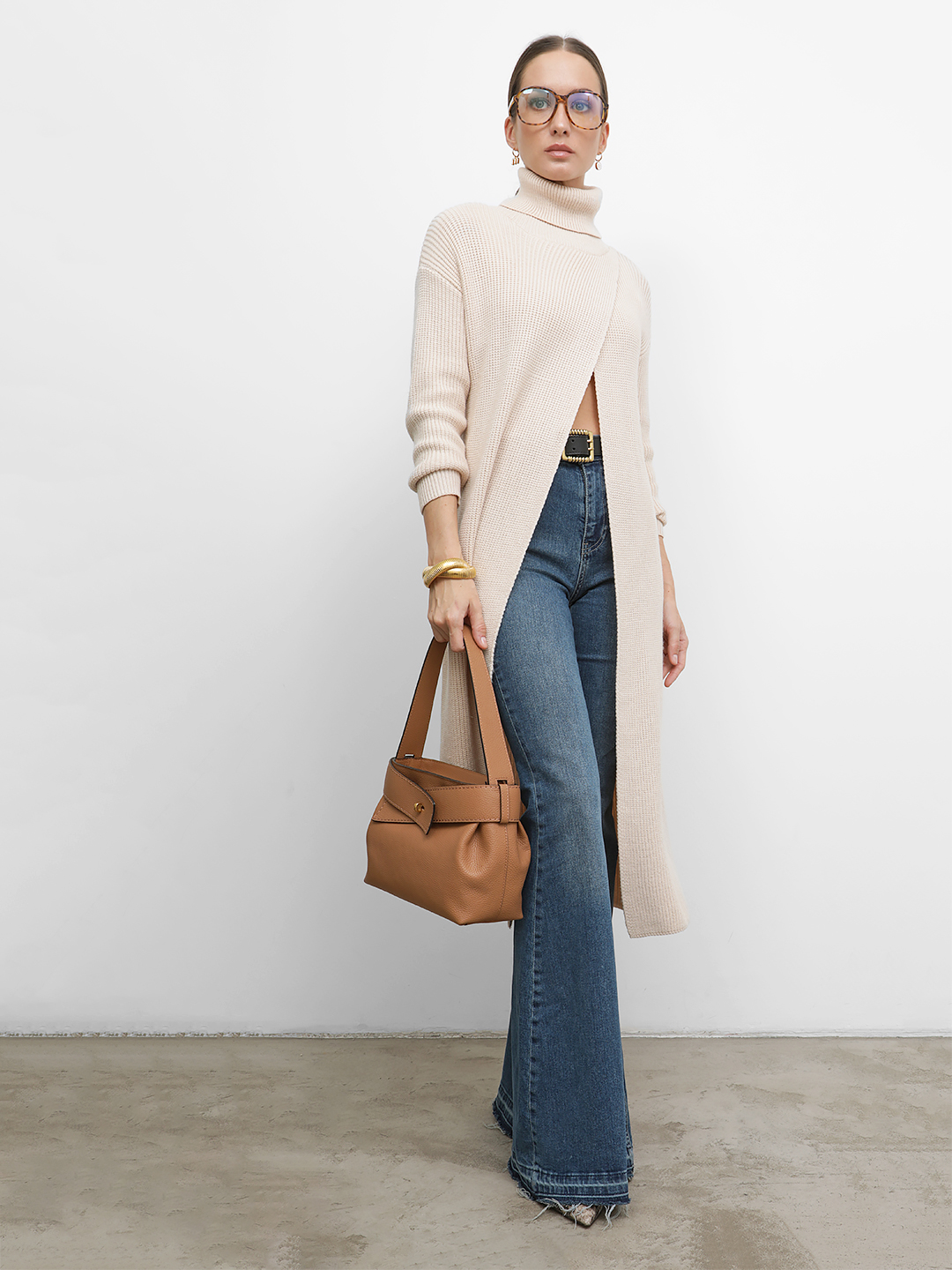 Классическая сумка от Loristella в натуральной коже горчичного цвета в размере S