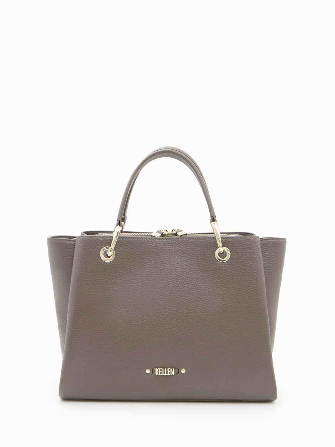 Сумка-тоут с патчем из металлических букв от KELLEN в цвете тауп