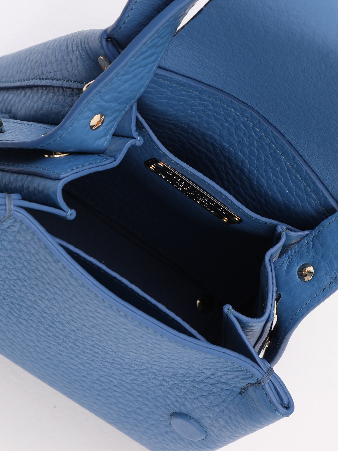 Мини-сэтчел с фурнитурой в виде буквы «G» из натурального дерева от Gironacci в джинсовом оттенке limoges