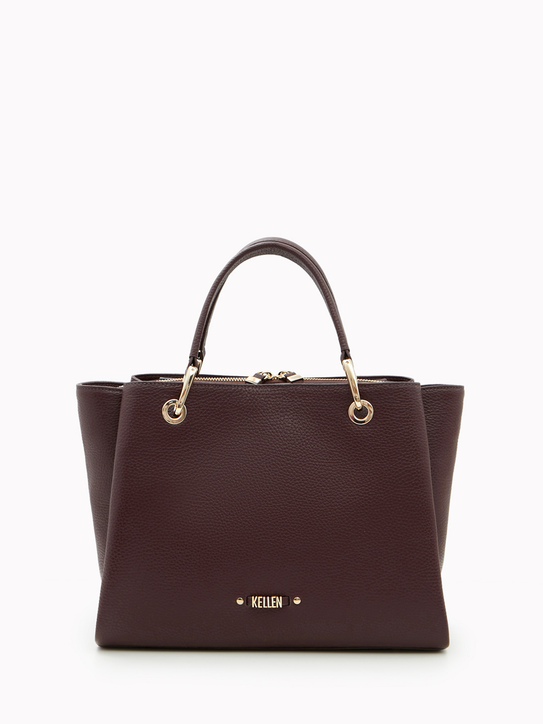 Сумка-тоут с патчем из металлических букв от KELLEN в бордовом цвете